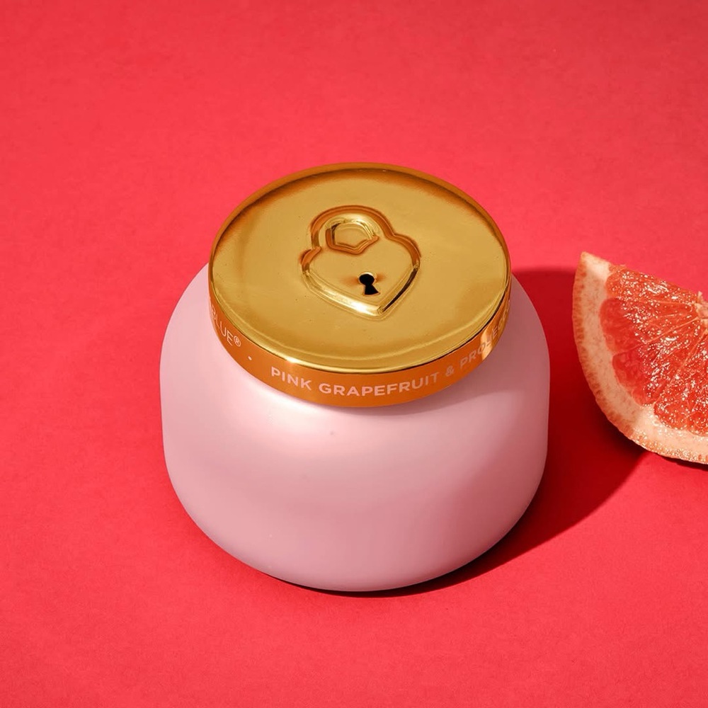 Pink Grapefruit & Prosecco Scented Candle with Gold Heart Lid by Capri Blue